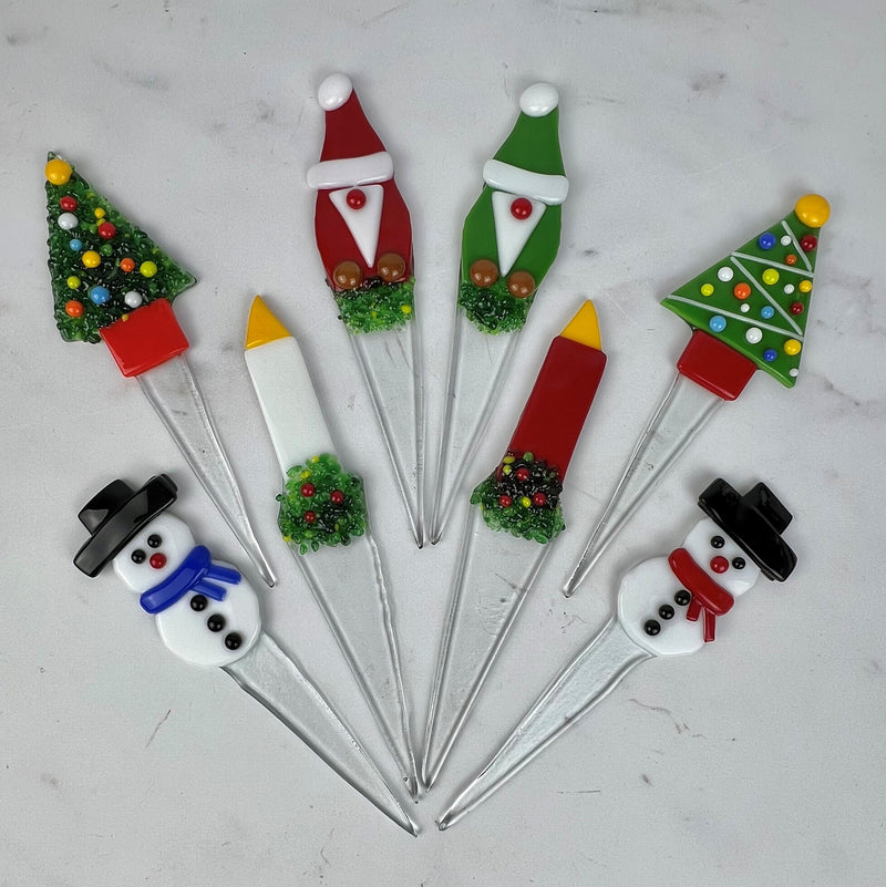 Fused Glass 3 Christmas Mini Stakes