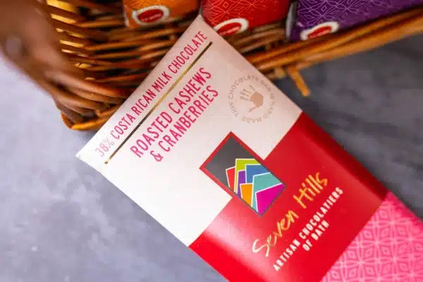 Seven Hills 38% Roasted Cashews & Cranberries Chocolate